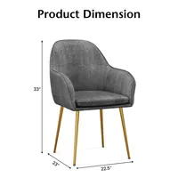 Set Of 2 Velvet Dining Chairs Mid-back Leisure Armchair W/ Gold Leg