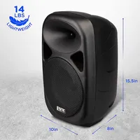 8 Inch Active Pa Rechargeable Battery Speaker System, Equalizer, Bluetooth Connection, Sd Slot Usb Mp3 Aux, Mic, Guitar, 1/4" 1/8" 3.5mm Inputs, Spa-8 Battery