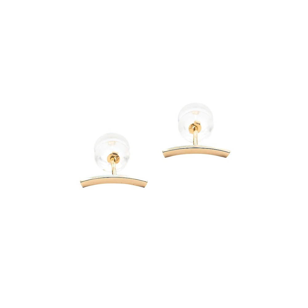 14K Yellow Gold Crawler Bar Earrings