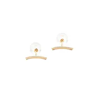 14K Yellow Gold Crawler Bar Earrings