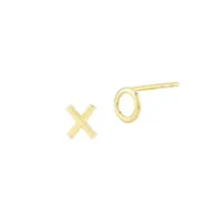 14K Yellow Gold XO Stud Earrings