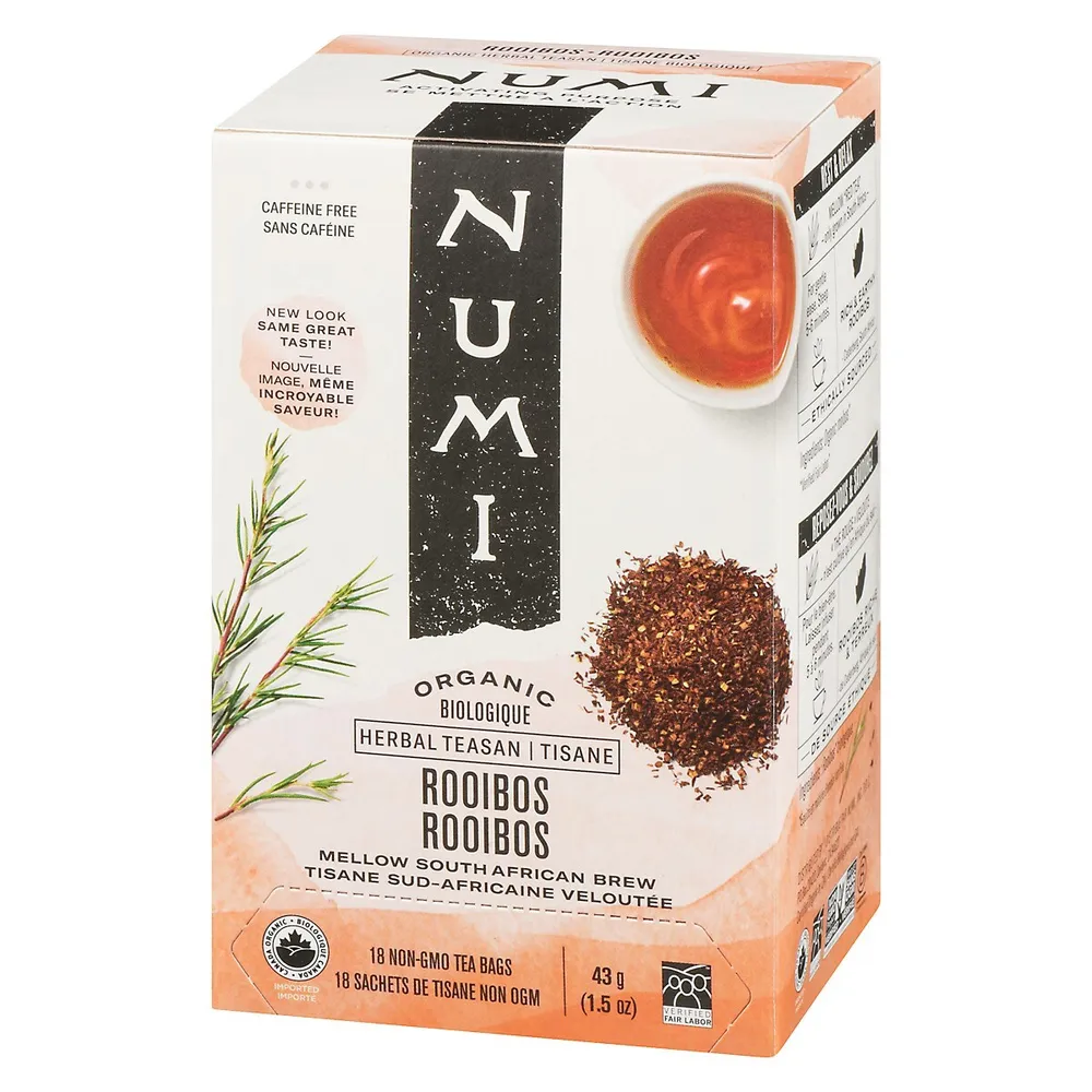 Numi Herbal Teasan Rooibos Organic 18 Non GMO Tea Bags 43 g