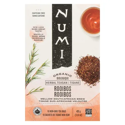 Numi Herbal Teasan Rooibos Organic 18 Non GMO Tea Bags 43 g