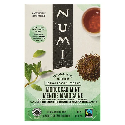 Numi Herbal Teasan Moroccan Mint Organic 18 Non GMO Tea Bags 40 g