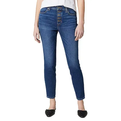 Valentina Pull-On Button Fly Skinny Jeans