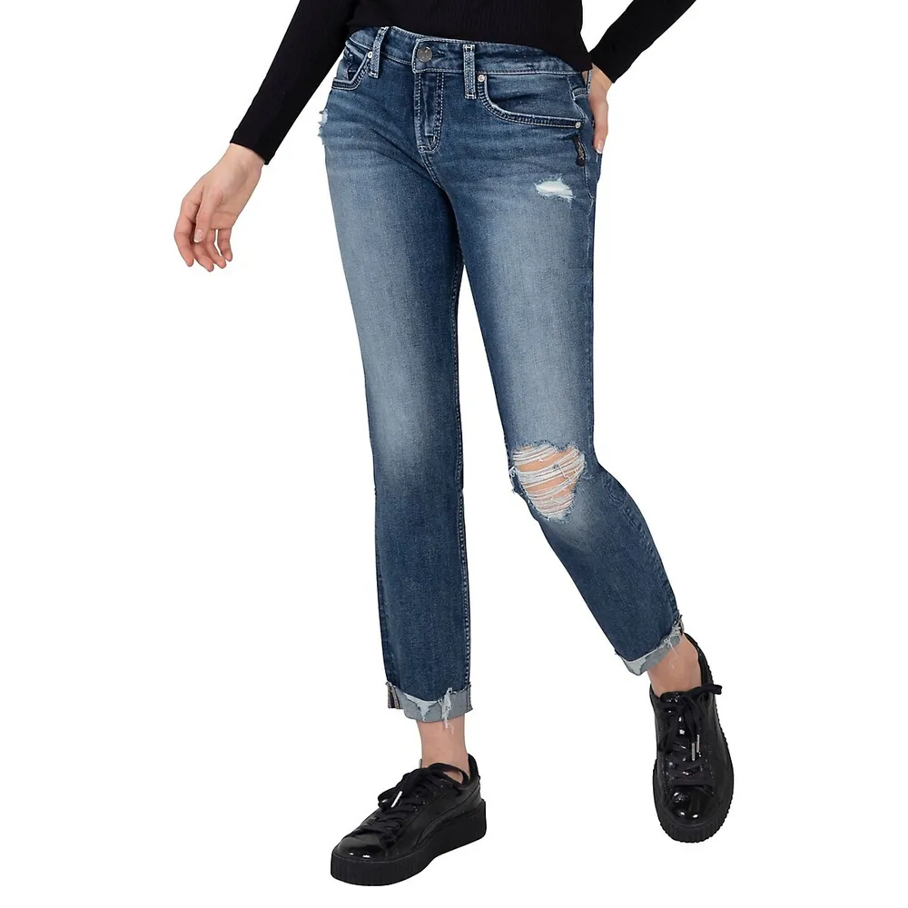 Mid-Rise Boyfriend Jeans