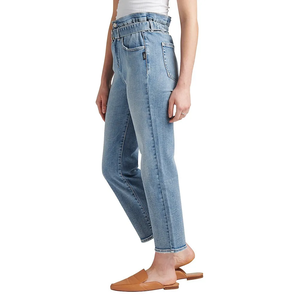 Paper Bag High-Rise Straight Crop Jeans