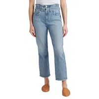 Paper Bag High-Rise Straight Crop Jeans