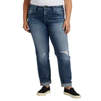 Plus Mid Rise Slim Leg Boyfriend Jeans