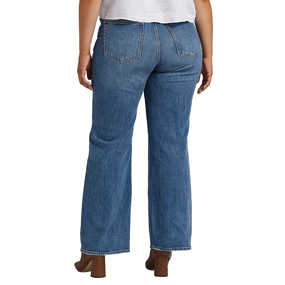 Plus High Rise Trouser-Leg Jeans