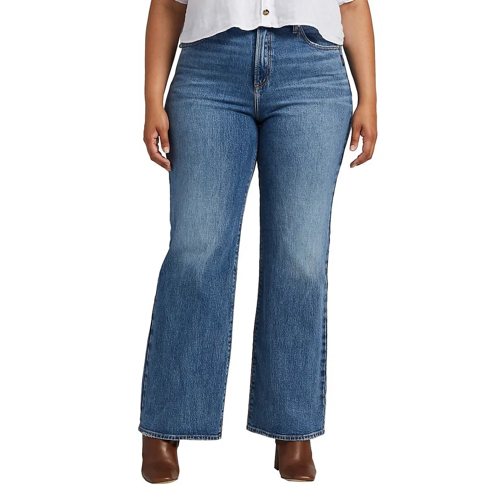 Plus High Rise Trouser-Leg Jeans