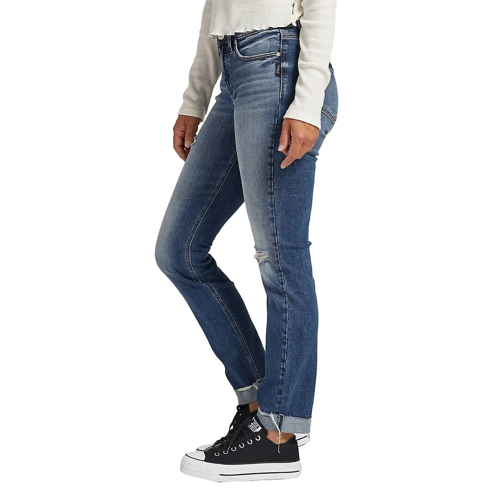 Suki Mid-Rise Slim Straight Leg Jeans