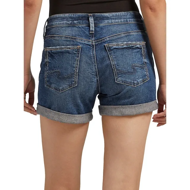 5 Mid Rise Denim Girlfriend Shorts