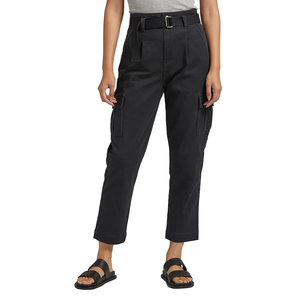 Relaxed Cargo High-Rise Tapered-Leg Pants