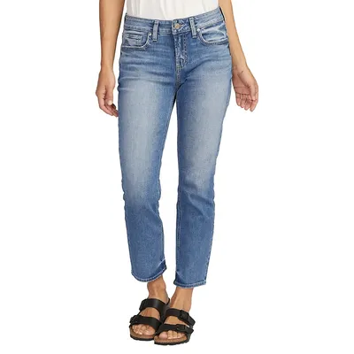 Elyse Mid-Rise Straight-Leg Crop Jeans