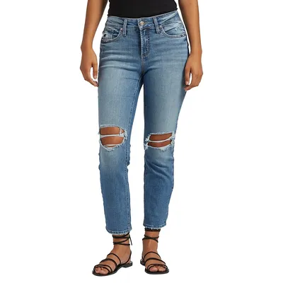 Suki Mid-Rise Straight Leg Crop Jeans