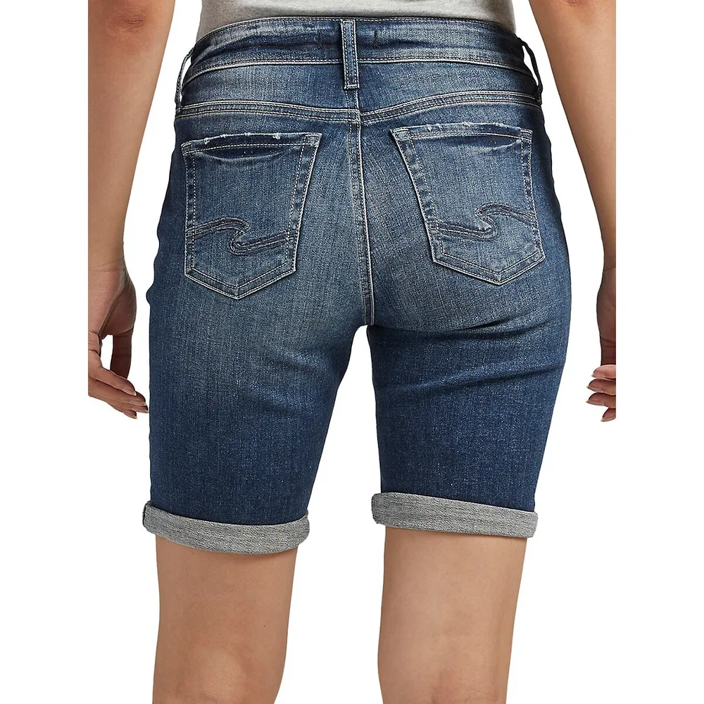 Elyse Mid-Rise Bermuda Denim Shorts