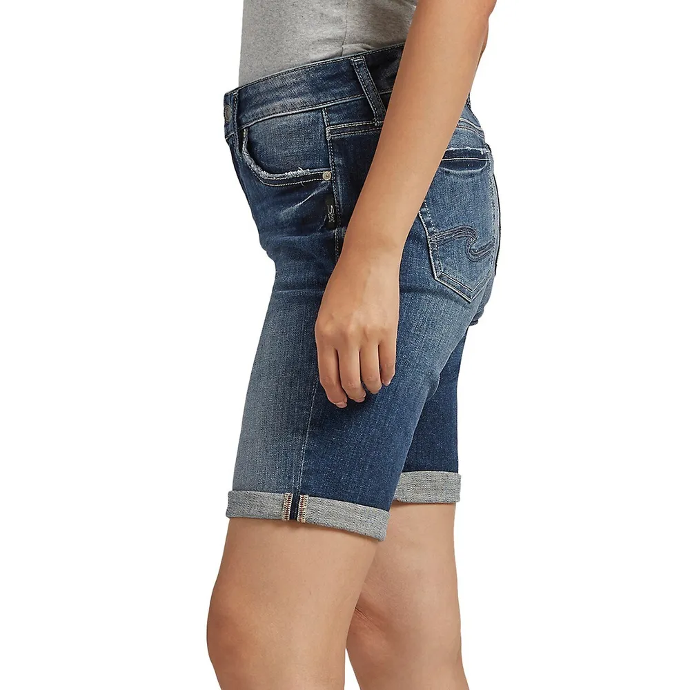 Elyse Mid-Rise Bermuda Denim Shorts