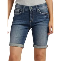 Elyse Mid-Rise Bermuda Denim Shorts