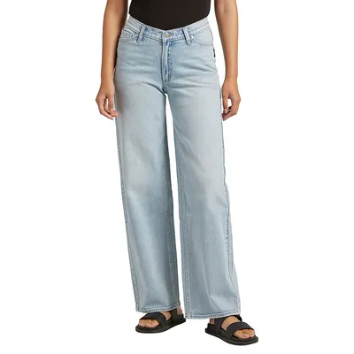 V-Front Mid-Rise Wide-Leg Jeans