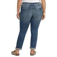 Plus Boyfriend Mid-Rise Slim-Leg Jeans