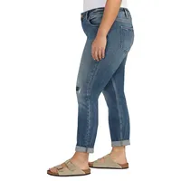 Plus Boyfriend Mid-Rise Slim-Leg Jeans