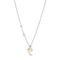 Women's Sterling Silver Star And Crescent Moon Necklace