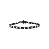 Men's Black Rhodium-Plated Sterling Silver and Lab-Created White And Black Sapphire Tennis Bracelet