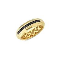 Bague en or jaune 14 ct sertie de diamants noirs 0,2 PT