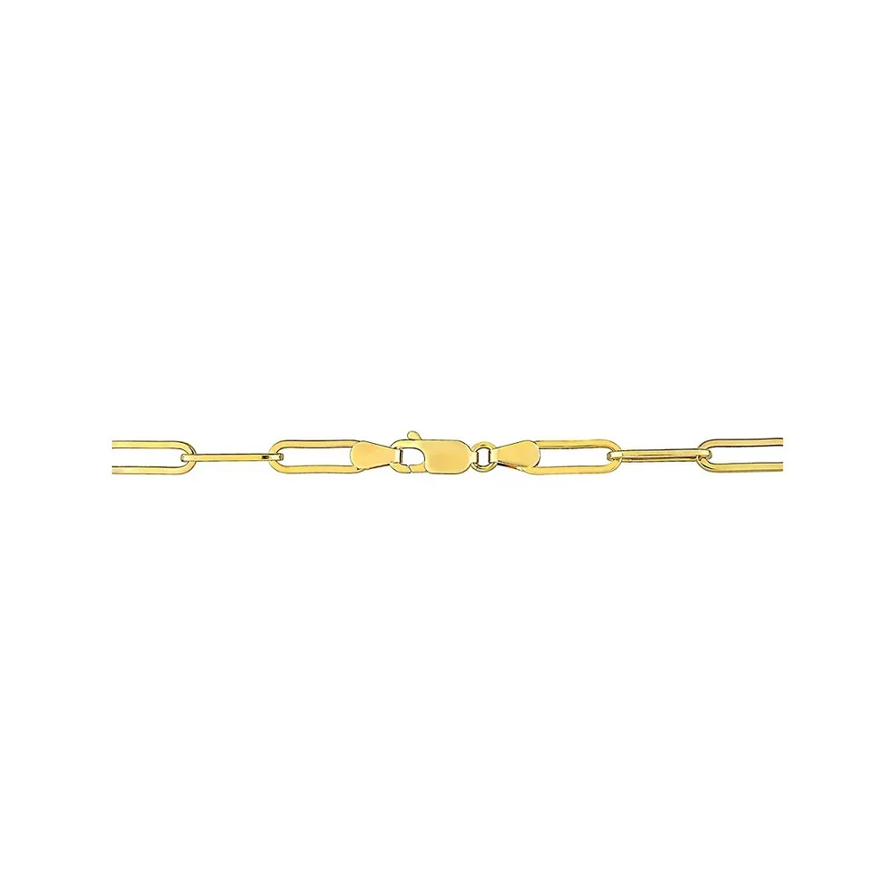 Collier à chaîne style trombone en or jaune 14 ct avec pendentif à diamant 0,4 ct PT