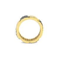 Men's 14K Yellow Gold, 0.42 CT. T.W. Diamond and Blue Sapphire Triple-Band Ring