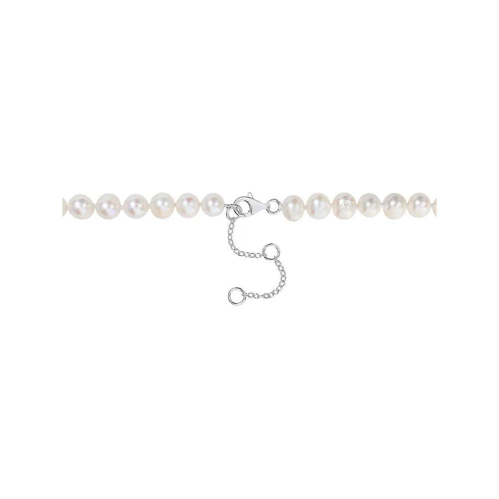 Men's Sterling Silver and 7-7.5MM Cultured Freshwater Pearl Necklace