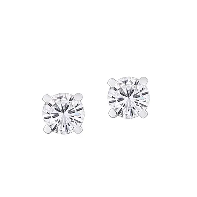 Sterling Silver Solitaire Earrings