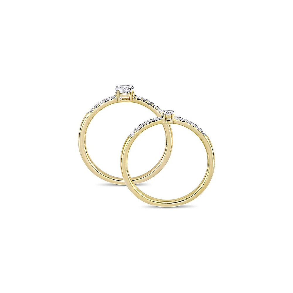 14K Yellow Gold & 0.04 CT. T.W. Diamond Bridal Ring Set
