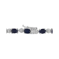 Bracelet en argent sterling avec saphir noir naturel et diamant de 0,02 ct