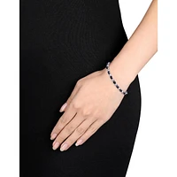 Bracelet en argent sterling avec saphir noir naturel et diamant de 0,02 ct