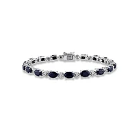 Bracelet en argent sterling avec saphir noir naturel et diamant de 0,02 ct