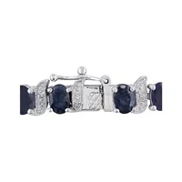 Sterling Silver Black Sapphire and 0.03 CT. T.W. Diamond Bracelet