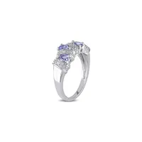 Bague en argent sterling avec tanzanites forme de goutte