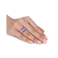 Sterling Silver Amethyst and White Topaz Ring