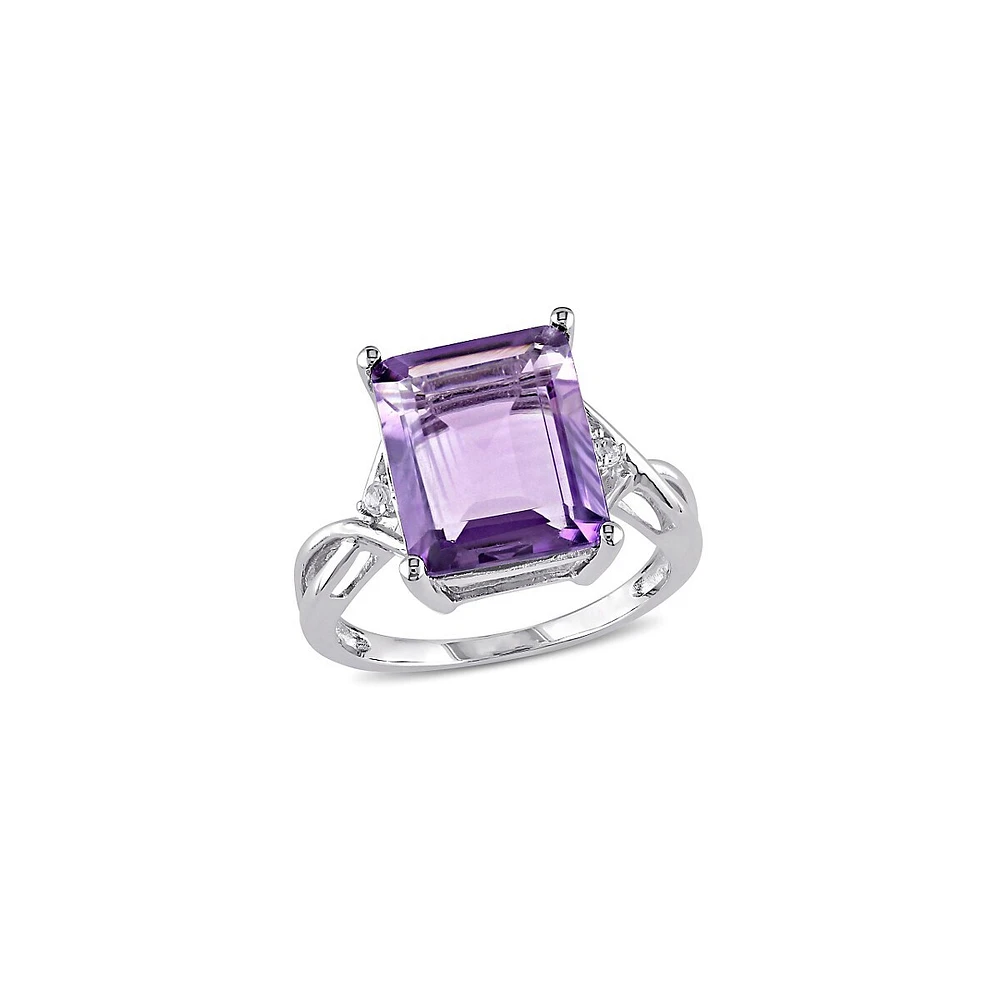 Sterling Silver Amethyst and White Topaz Ring