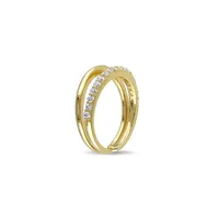 White Topaz Split Shank Yellow-Plated Sterling Silver Anniversary Band