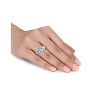 Sterling Silver Blue Topaz Three-Stone Ring