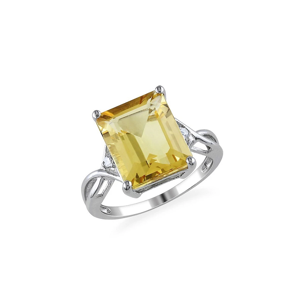 Bague en argent sterling avec topazes blanches et citrine