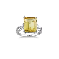 Bague en argent sterling avec topazes blanches et citrine