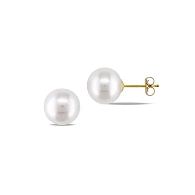 14K Yellow Gold 8-8.5mm Cultured Pearl Stud Earrings