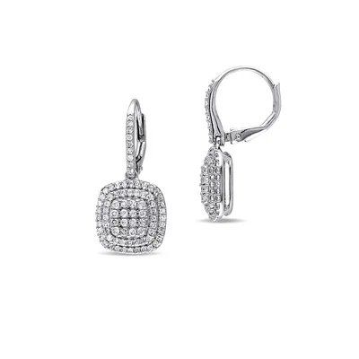 1 CT. T.W. Diamond Double Halo Earrings