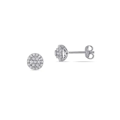 0.252 CT. T.W. Diamond Halo Stud Earrings in Sterling Silver