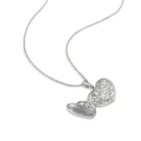 Collier en argent sterling à médaillon en forme de coeur avec diamants 0,145 ct PT