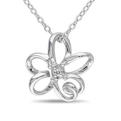 Sterling Silver Pendant Necklace with 0.01 CT. T.W. Diamonds